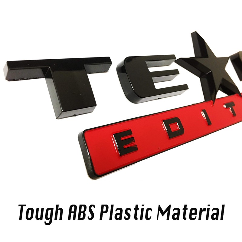 2 Count Black+Red 3D Texas Edition Emblem Compatible with Chevy