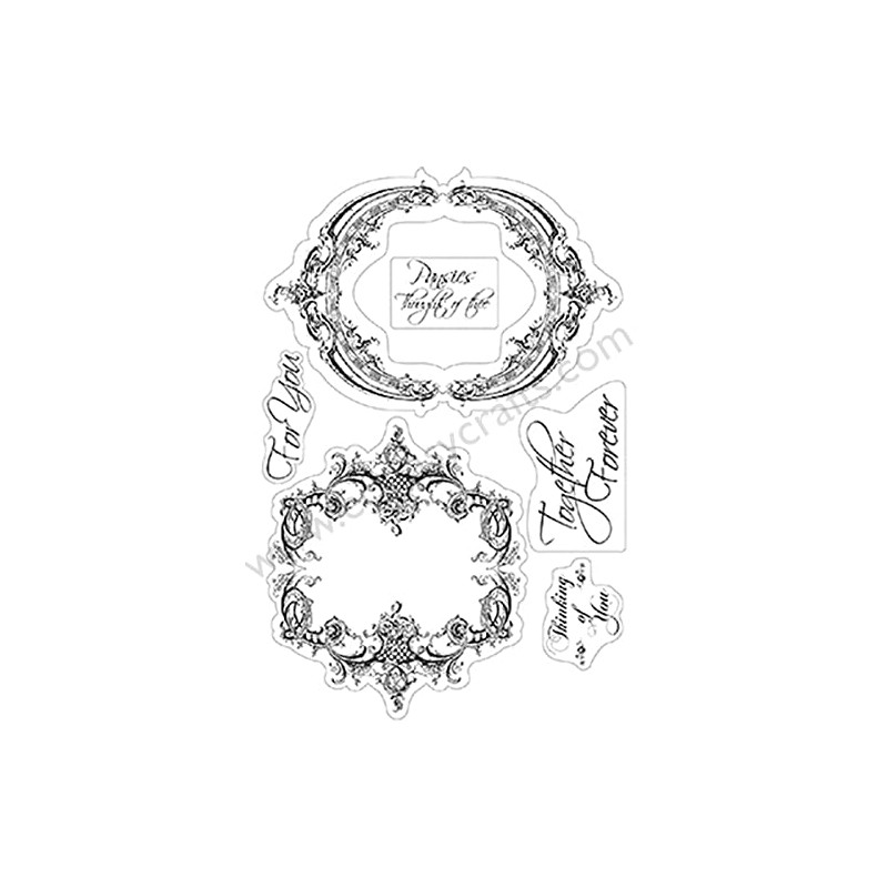 Couture Creations Hearts Ease Frames and Sentiments Clear Stamp Set,