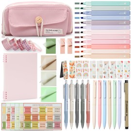 DazSpirit 54Pcs Bible Journaling Kit, Bible Highlighters and Pens, Bible Tabs, Pencil Case, Notebook, School Bible Study Supplies Essential Accessories Tools for Women