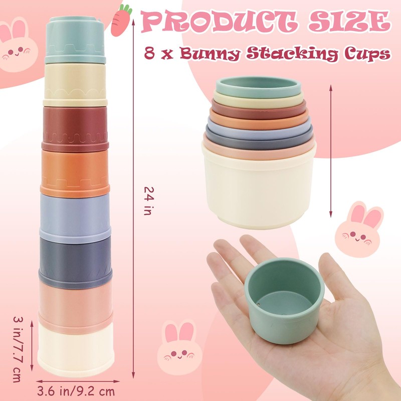 8 Pcs Stacking Cups for Rabbits Safe Plastic Rabbit Toys
