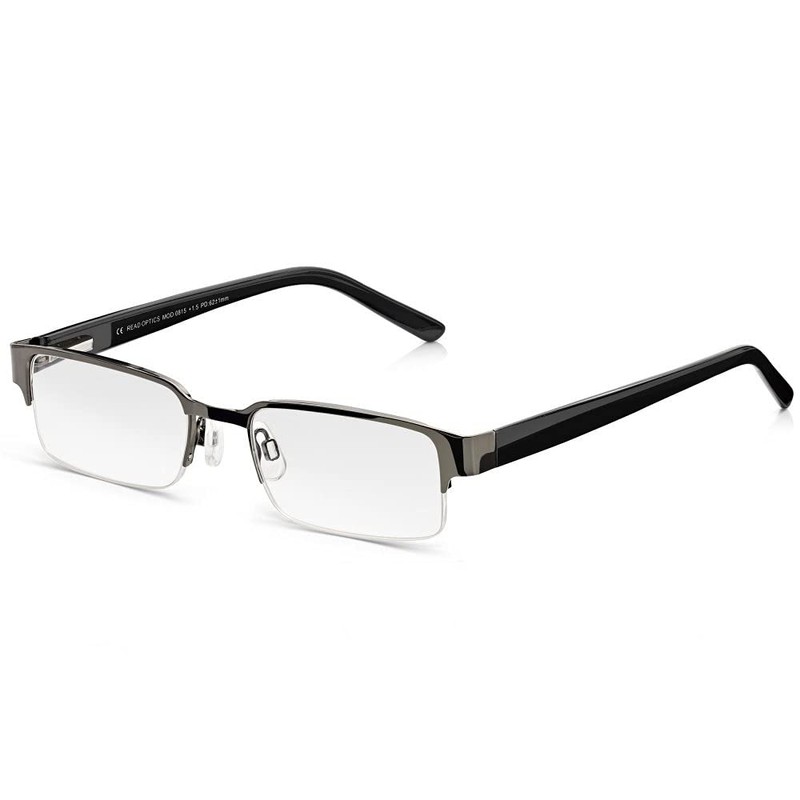 Read Optics Lesebrille für Herren 2,5, rechteckige Metallbrille, verstellbare Federscharniere