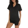 ENJOYNIGHT Women's Silk Satin Pajama Set Short Sleeve Pj Button
