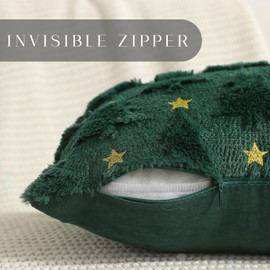 Allorry Christmas Pillow Covers 18 x 18 inch Set of 2 Dark Green Christmas Tree Pillow Covers Decorations Plush Faux Fur Soft Cushion Case for Winter Xmas Holiday Home Bedroom Sofa Decors PT004-A18