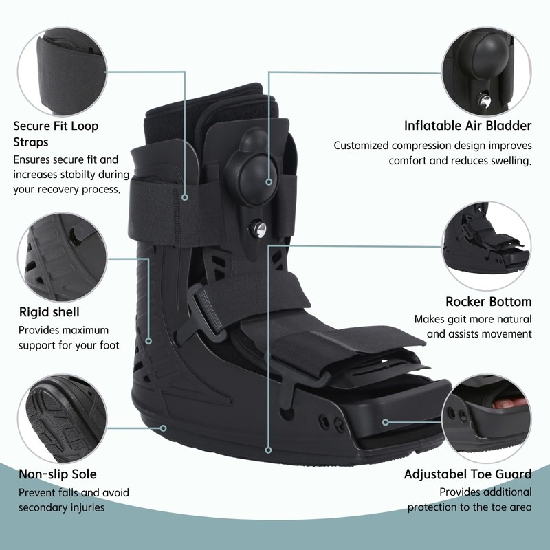 Mathgetin Air Cam Walker Boot, Short Inflatable Walking Boot Medical