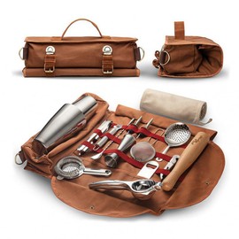 Glorlliant Bar Bartender Carry Bag Creative Bartender Toolkit Pack Tools Cocktail Shaker Set Storage Bag Only Brown Bartender Kit