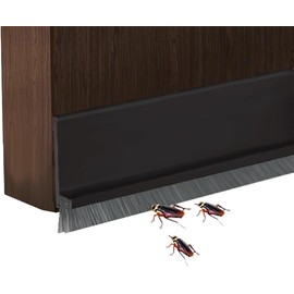 Guardapolvo y Protector para Puerta, Burlete Cubrepolvo para Puertas con Cepillo,Tira de Sellado Autoadhesiva de Silicona,Tira de Sellado de Puerta y Ventanas (Negro, 300cm)