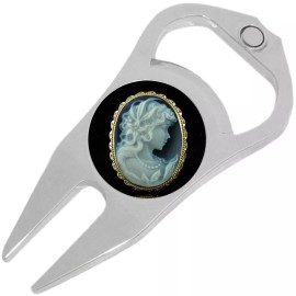 NewCharms Black and White Cameo Golf Ball Marker Divot Repair Tool Bottle Opener