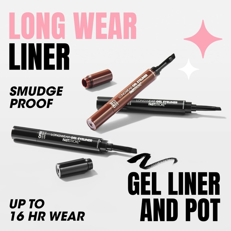 Collection Cosmetics Fast Stroke Gel Eyeliner & Brush Duo, Ultra-pigmented,