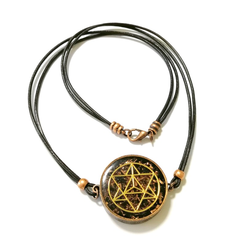 ZZYBIA Merkaba Orgone Pendant with Obsidian