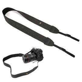 Camera Strap, Camera Shoulder Strap, Camera Strap, Camera Strap, Vintage Camera Strap Made of Cotton Gauze and PU Leather, Fits All Camera Brands (Brown), black