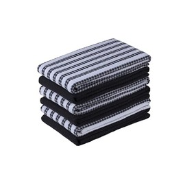 Gratico Kitchen Towels Grey/White Stripes Dish Towels Set of 6 Quick Drying Kitchen Towels Highly Absorbent 100% Cotton Size 18x28 Inches with Hanging Loop Kitchen Dish Towels Tea Towels