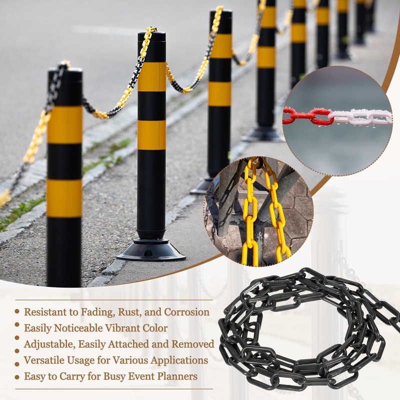 sourcing map Plastic Chain 5 Ft/1.53 M, Safety Chain Black