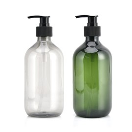 HOIRIX - Dispensador de botellas para viaje, hogar, jabón líquido, sin BPA, botella vacía para aceite esencial, loción de champú (gris+verde, 500 ml)