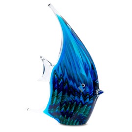 levandeo Glass Sculpture W x H x D 16 x 21 x 4 cm Glass Figure Fish Glass Art Blue Maritime Table Decoration Gift Idea
