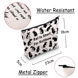 JXGZSO Funny Rat Cosmetic Bag Rat Lover Gift Ironic Saying Rat Is Short For Ratthew Makeup Bag Gifts For Pet Rats Mouse Merch, Rat Is Short For Ratthew