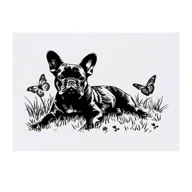 'French Bulldog with Butterflies' Temporary Tattoo - Water Resistant, Skin-Safe, Non-Toxic Transfer (TO00083121)