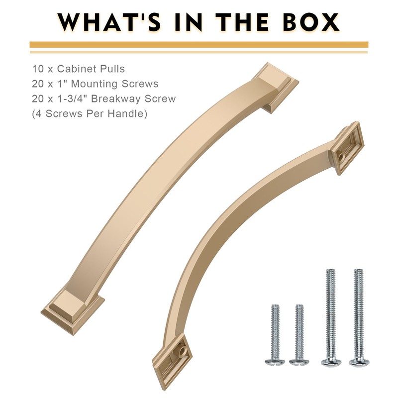 AOOTOCH 10 Pack Champagne Bronze Cabinet Pulls 4 Inch Cabinet