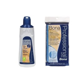 Bona All Types of Unwaxed, Polyurethane Finished Floors Hardwood Cleaner Cartridge and 18" Cleaning pad Bundle, Blue