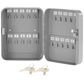 Xcase Metal Key Cabinet: Steel Key Cabinet for 20 Keys with 2 Security Keys (Emergency Key Box, Small, Key Rack)