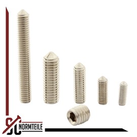 Grub Screws with Hexagon Socket and Tip - M6 x 30 - (Pack of 10) - DIN 914 (ISO 4027) - Made of A2 (V2A) Stainless Steel - SC914 SC-Normteile