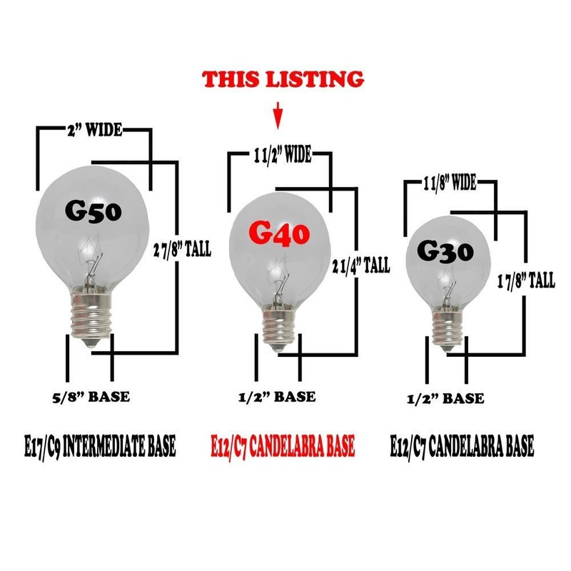 Novelty Lights 25 Pack G40 Outdoor Globe Replacement Bulbs, Green,