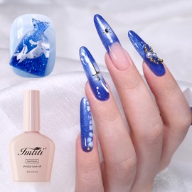 Imtiti Glitter Gel Nail Polish, Navy Blue Iridescent Glitter Gel Polish Diamond Shimmer Sparkle Soak Off UV LED Nail Gel Polish Autumn Winter Gel Polish Manicure Gel Nail Kit 10ML