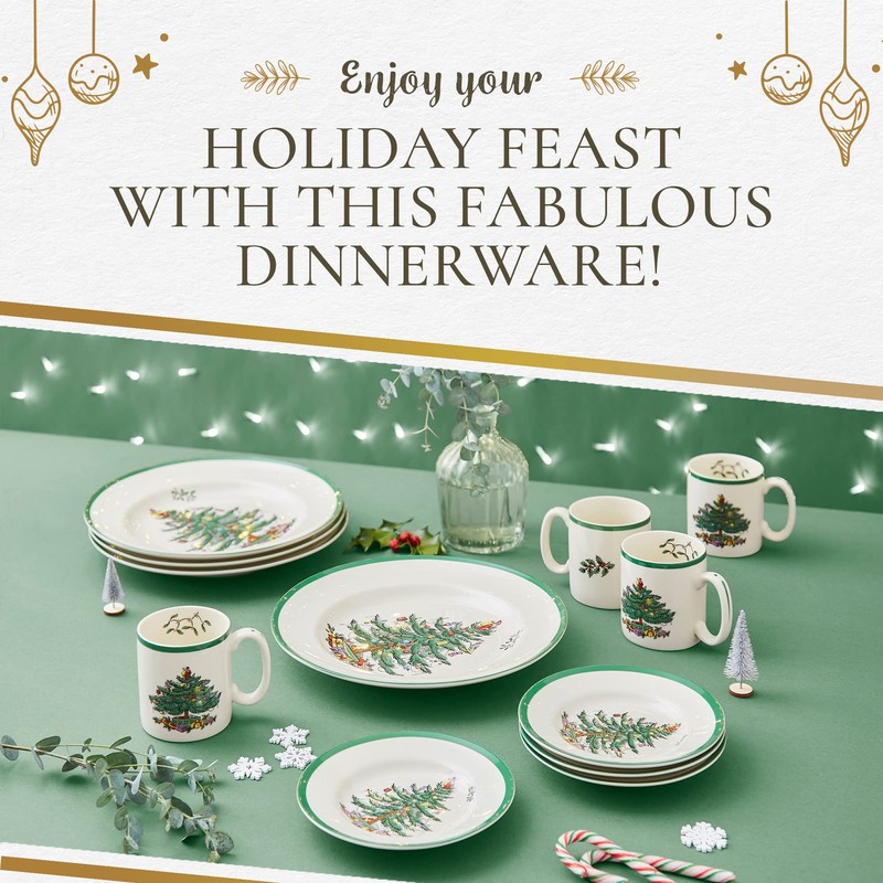 Spode Christmas Tree 12-Piece Dinnerware Set, Service for 4