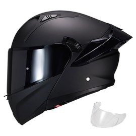 JQF Gear Modular Motorcycle Helmet Dual Visor Flip Up Full Face Helmets SJ-809 DOT Approved for Adults Men Women (SJ-809 Matte Black, M)
