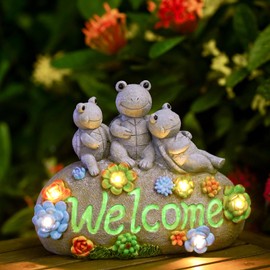 Solar Turtle Statues for Garden Decor: Welcome Sign Outdoor Lawn Home Decor Figurines for Patio/Balcony/Yard Art/Lawn Ornaments Christmas Birthday Gifts for Mom/Women/Grandma