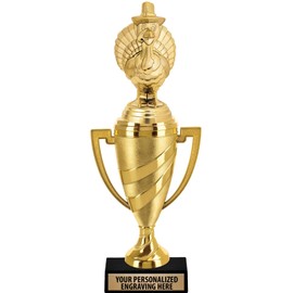 Crown Awards Turkey Trophy, 12.7" Gold Cup Thanksgiving Turkey Trophies with Free Personalization, 10 Pack