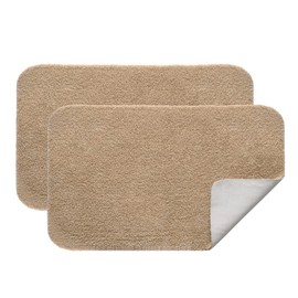 MIULEE Bath Mat Set Non Slip Bathroom Mat Sets 2 Pieces Shower Mat Absorbent Bathroom Rug Large Rug Door Mat Inside Kitchen Rugs Carpet Mat for Bathroom Bedroom Kitchen Entrance 40x60 cm Beige