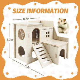 Highland Farms Select Hamster House - Double-Decker Hut With Slide, Guinea Pig Castle, Cage Accessories, Small Animal Habitat Decor