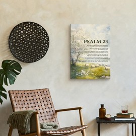 Nitelat Psalm 23 Wall Art, the Lord is My Shepherd Christian Bible Verse Canvas Wall Art Decor for Home Office Church, Religious Wall Decor, Scripture Canvas Pictures for Wall Decor, 11x15 Inch