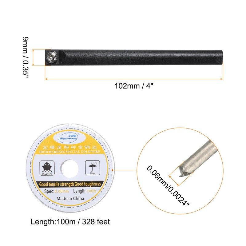 sourcing map 100m/328ft Molybdenum Screen Cutting Wire Line with Handle