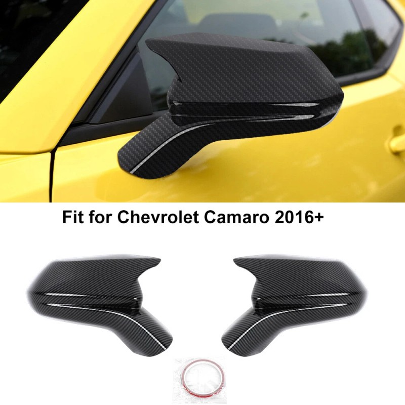 CheroCar Carbon Fiber Side Mirror Cover Horn Cap Decor for