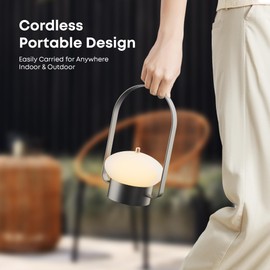 LROLTEF Cordless Lantern Table Lamp LED, Portable Camping Lantern Light Dimmable,Touch Lamp Rechargeable for Bedroom, Outdoor, 3 Color Temperatures, Blue