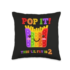 Pop It 2 Year Old 2nd Birthday French Fries Lover Fidget Toy Throw Pillow