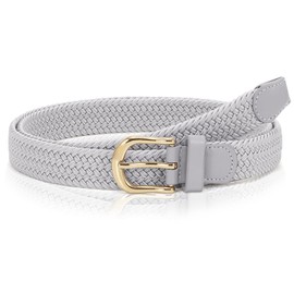 WHIPPY Fabric Belt Stretch Belt Elastic Braided Belt Elastic Stretchy Belt for Men and Women with Gold Buckle Width 2.5 cm, E-grey