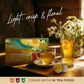 Gya Tea Co Chamomile Mint Herbal Tea K Cups for Keurig - Caffeine-Free Smooth Tea K Cups for Keurig - Kickstart the Day with Tea Pods for Keurig - Herbal Tea K Cup Tea Pods for Keurig 2.0 & 1.0