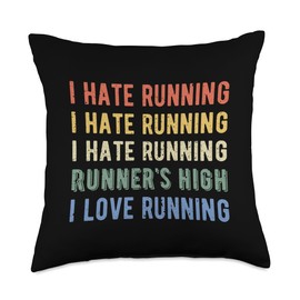 Funny I Hate Running Runner's High I Love Running Men Women Throw Pillow