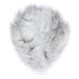 Futrzane Classic Collar - Detachable Faux Fur Scarfs for Women - Shawl for Coat (White with Black Classic)