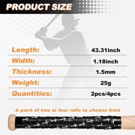 Strdfeve 4 Pcs Cross Baseball Bat Grip Tapes,1.5mm Non-Slip Softball Bat Wrap Tape,Full Adhesive and Precut Batting Tape for Baseball Softball Cricket Sports Bat Grip Replacement