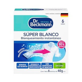 Dr. Beckmann, Blanqueador Intensivo, Sper Blanco, Sin Cloro, Recupera los Blancos, Elimina Percudidos, Calidad Alemana, 1 caja con 6 bolsas de 40 g cu