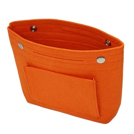 [Transporter] Bag-in-Bag Felt Lightweight Freestanding Inner Bag Bag Pouch Felt Bag Square Durable Pocket Cosmetic Storage [PC23] (S Size, Orange)