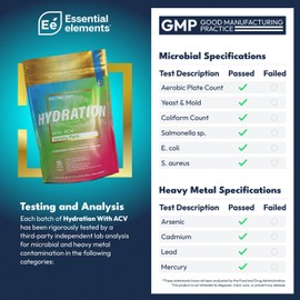 Essential Elements Hydration Packets - Variety Pack - Sugar Free Electrolytes Powder Packets - 15 Stick Packs of Electrolytes Powder No Sugar - Hydration Drink - with ACV & Vitamin C