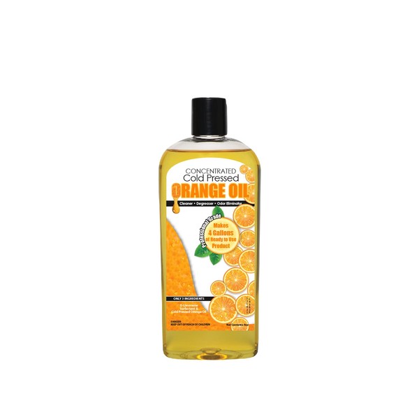 Cold Pressed Natural Orange Oil Concentrate | 8-ounce Professional Grade All-Purpose Citrus Cleaner, Degreaser & Pet Odor Eliminator | Dilutes to 4 Gallons of Finished Product | Home and Outdoor Use