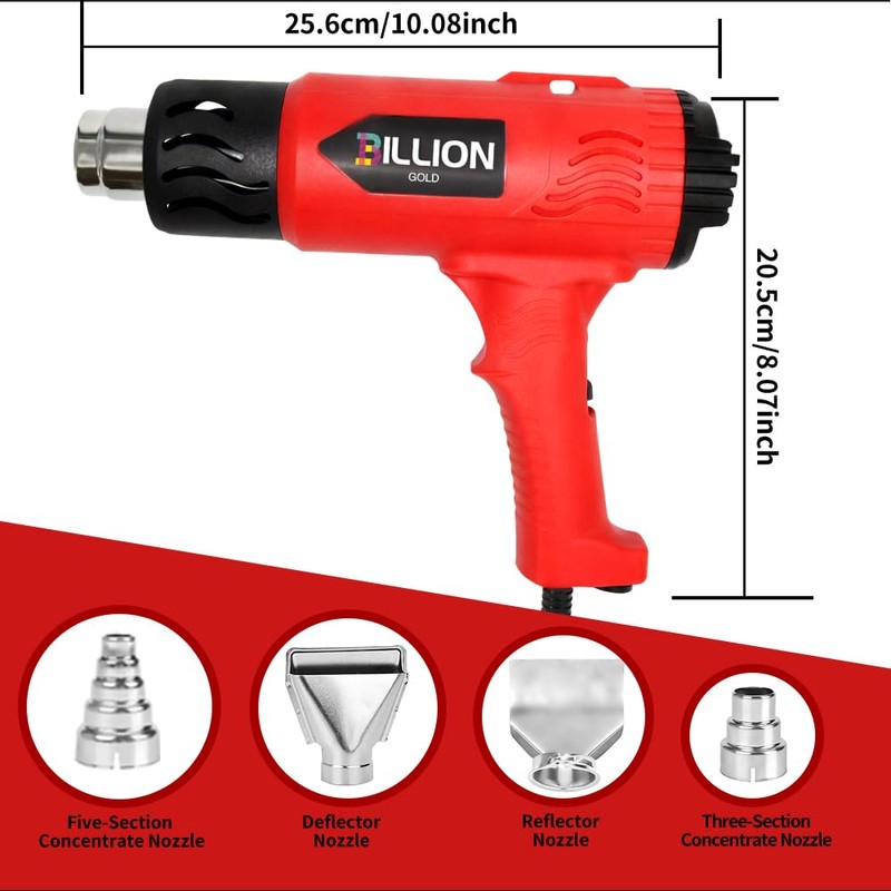 1800W Heat Gun - BILLION GOLD 3D Grip Heavy Duty