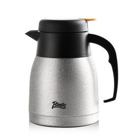 Bincoo 34oz Thermal Coffee Carafe with Brush-Insulated Stainless Steel Vacuum Kettle for Keeping Hot and Cold,Double Walled Vacuum Coffee and Tea Beverage (Sliver)