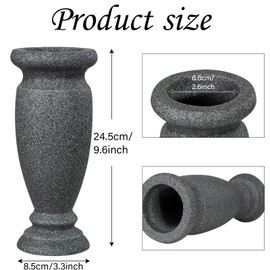 Cemetery Vase, Resin Grave Vase Memorial Flowers Vases for Home Tabletop, Artificial or Fresh Flowers, Cemetery Grave Headstone Decorations (2Pcs, Grey), No Draining Holes