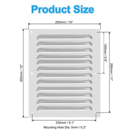 PATIKIL 10 x 12 Inch Aluminum Vent Cover, Screen Air Grille Ventilation Cover HVAC Louvered Grill for Home Kitchen Fireplace Bathroom Wall Ceiling, Silver Tone